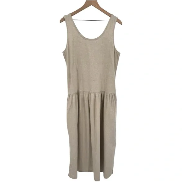 CP Shades Hand-Dyed Cotton Tank Midi Dress Natural Beige Size Medium - Picture 4 of 8